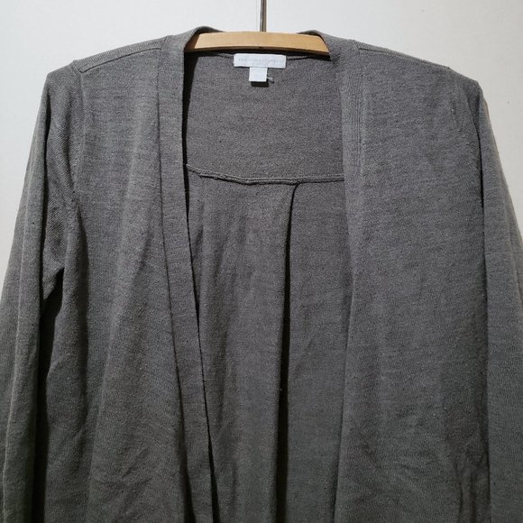 2/$20 New York & Company charcoal grey Cardigan womens size S open waterfall - Picture 2 of 10